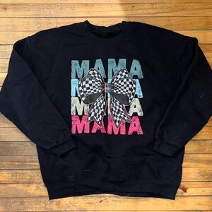 Gildan Black Crew Neck Sweater with Colorful 'MAMA' Design